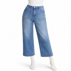 Style & Co High Rise Wide Crop Jeans Size 14 Blue Denim